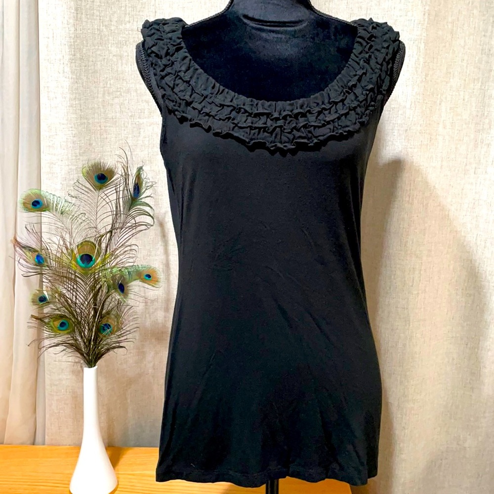 New York and Company black dressy tan top size medium
